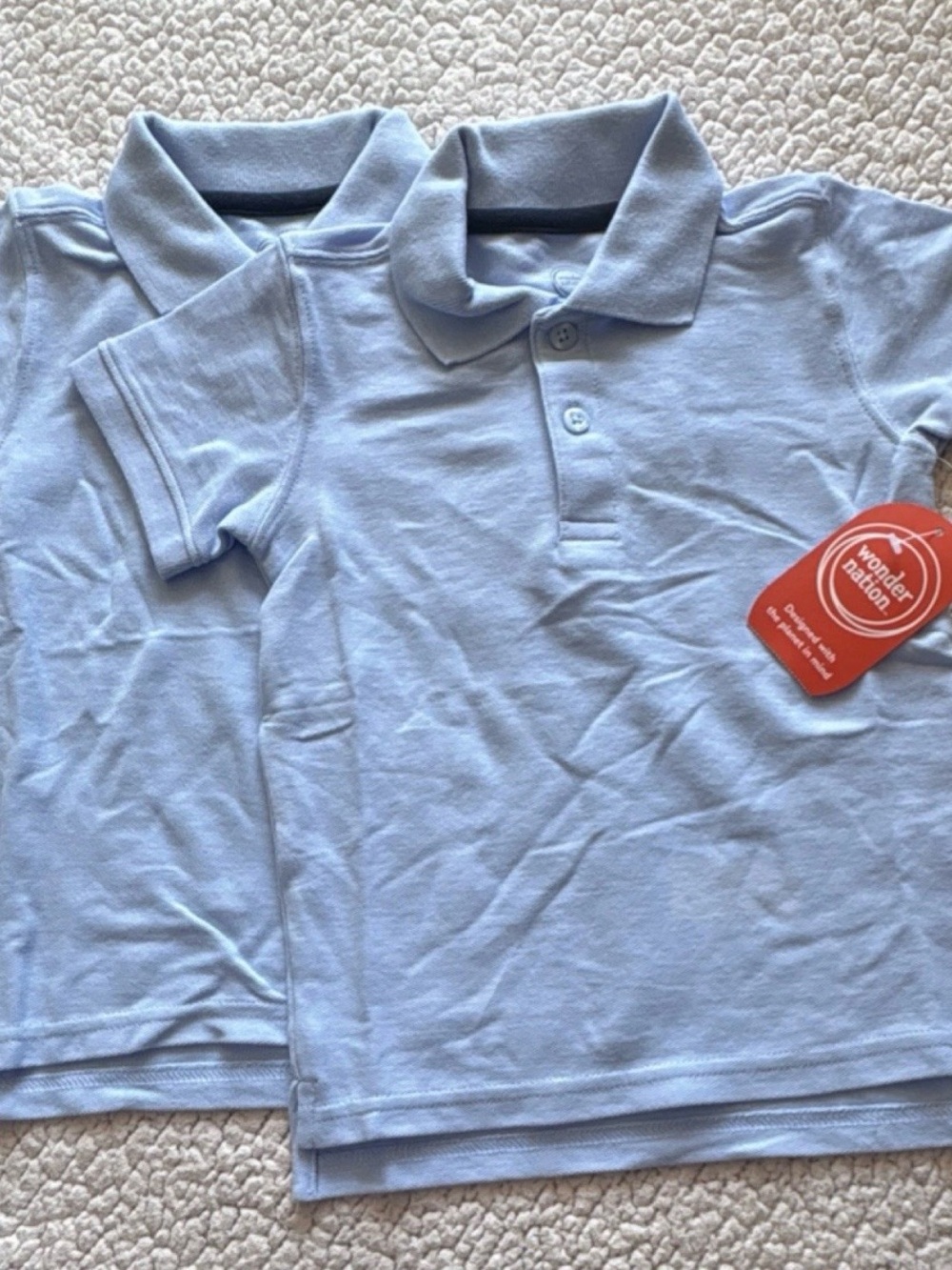wonder nation Light Blue Polo Shirt Pair - Short Sleeve Kids Collared Tees